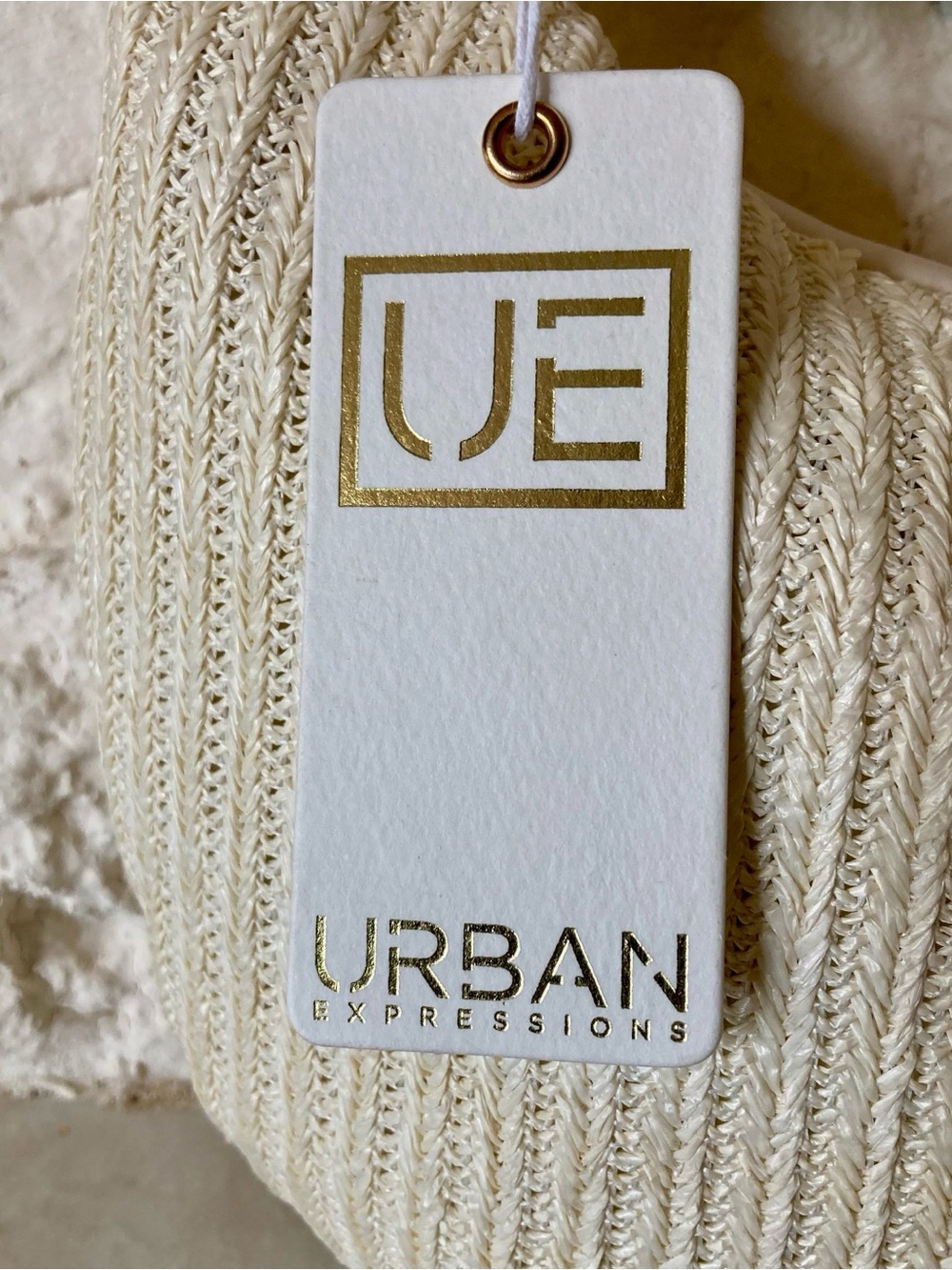 NWT Urban Expressions Knitted Straw Mini Hobo Bag in Winter White - Picture 4 of 11